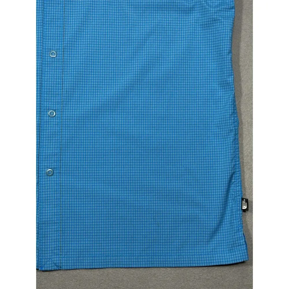 The North Face Men's Blue Large Plaid Short Sleeve Hiking Button-Down Shirt